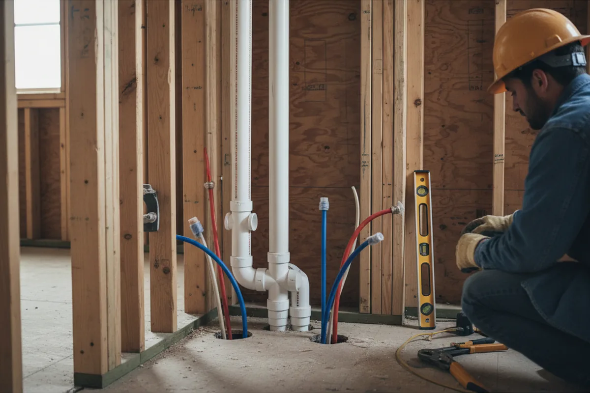 Drain and supply rough-in during Sump Pump Repair in Kellerton